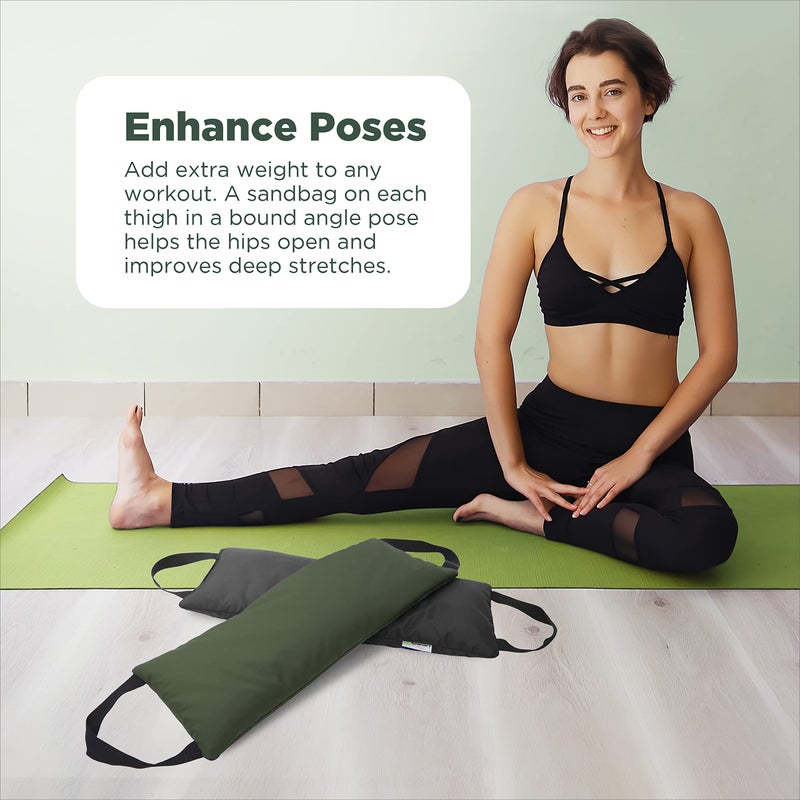 Bean Products Yoga Sand Bags for Working Out - Reinforced Nylon Fabric Exercise Weight Bag with Double Handles for Secure Grip - Weighted Fitness Equipment for Yoga, Pilates & Training - Made in USA, Black - Image 3